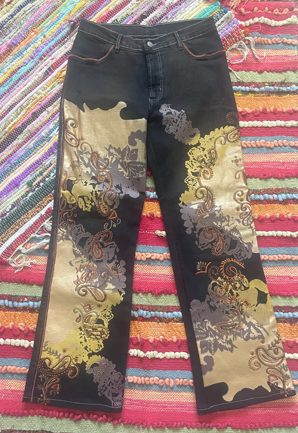 Black jeans with brown accents