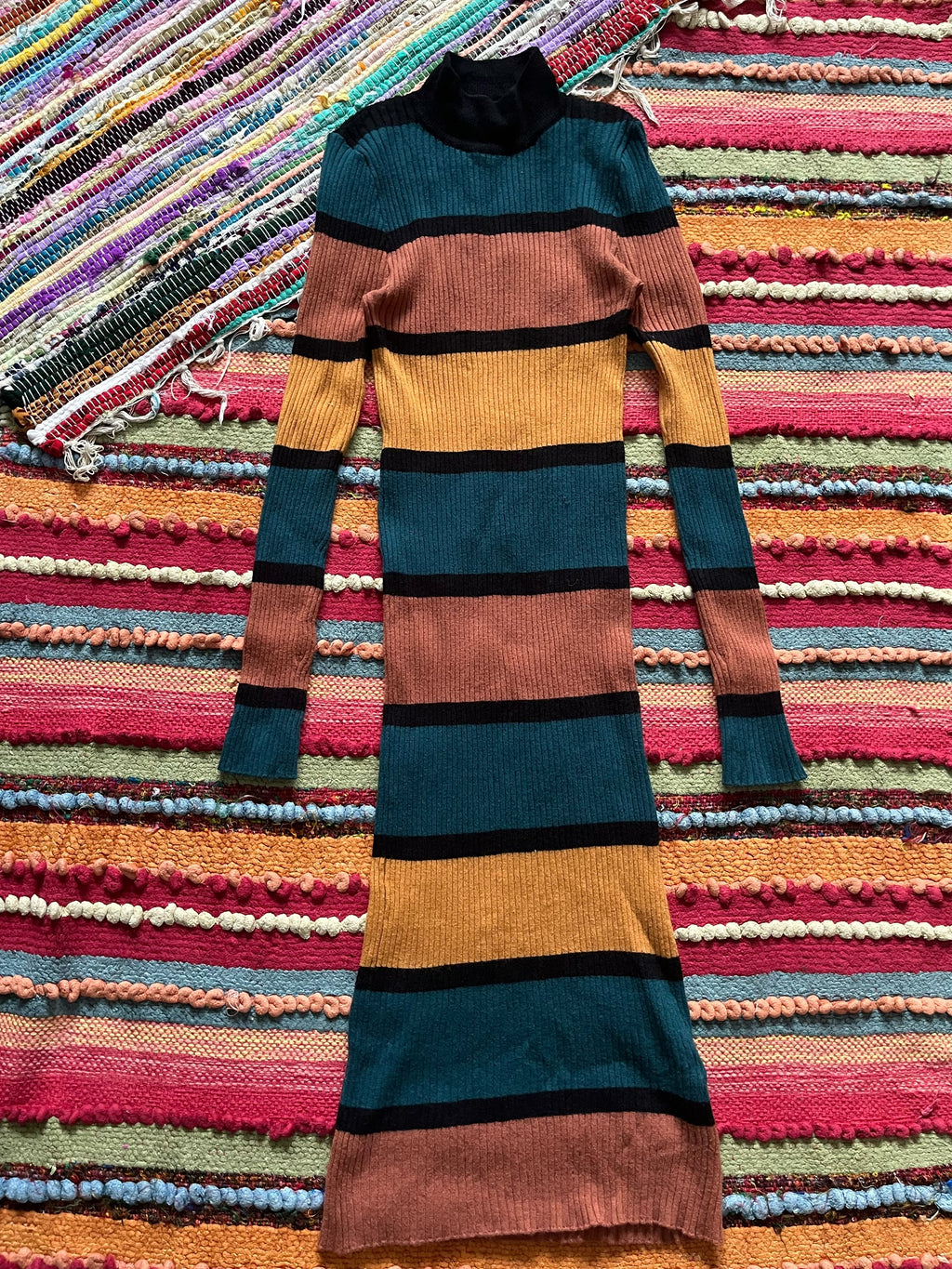 Long striped body-con dress