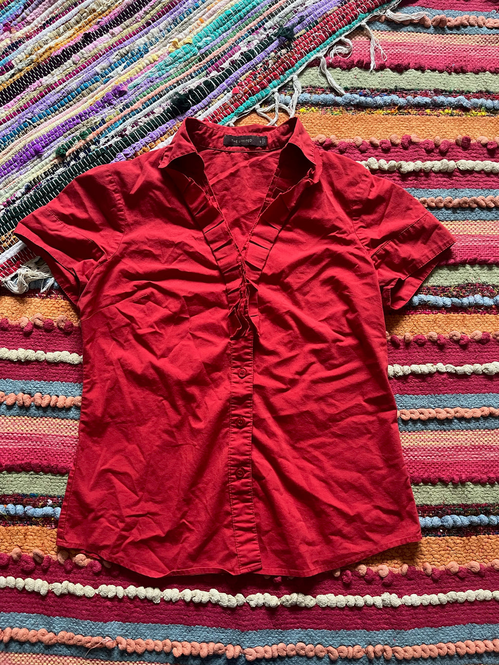 Red button-up
