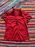 Red button-up