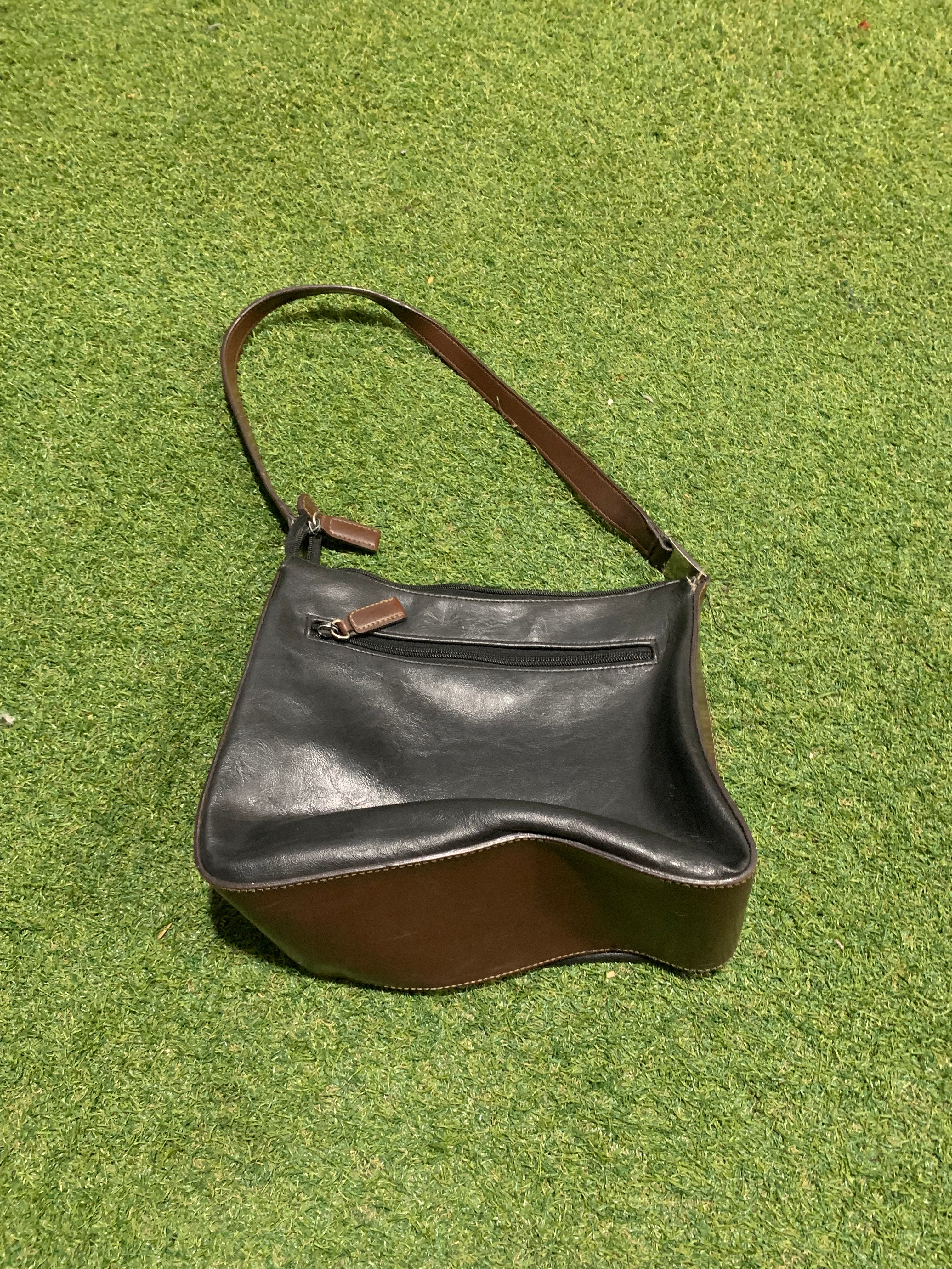Navy Blue & Brown Shoulder Bag