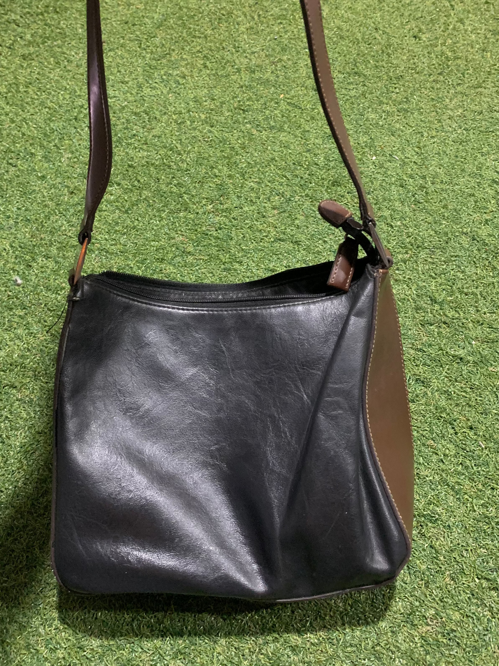 Navy Blue & Brown Shoulder Bag